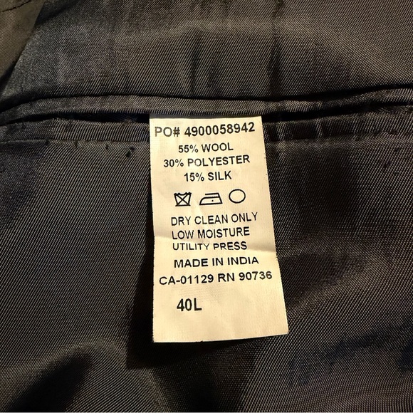 Calvin‎ Klein suit jacket professor elbow patches wool silk polyester size 40L - Picture 8 of 9